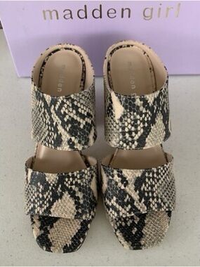 Madden Girl Candice Snake-Print Slide Mules